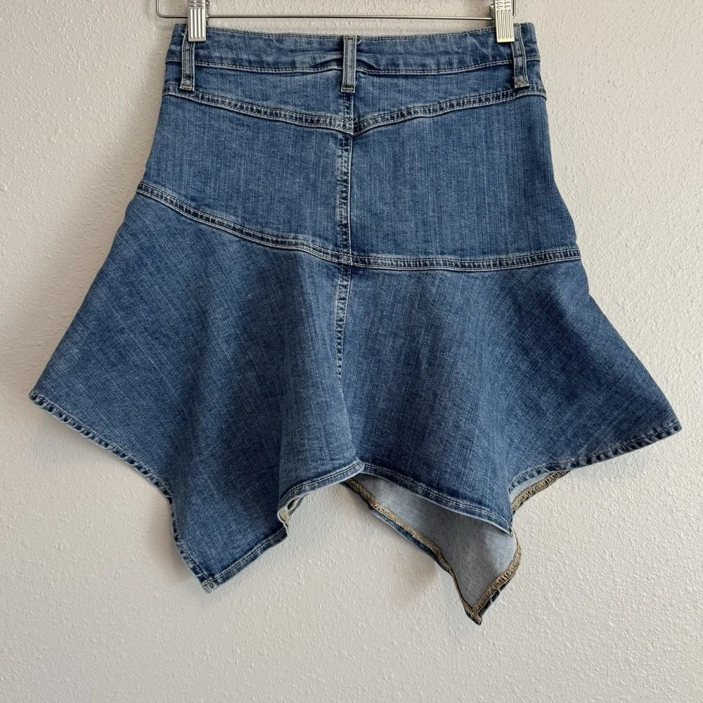 Free People We The Free Wild River Denim Handkerchief Asymmetrical Skirt Blue S